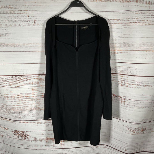 Ted Baker Black Sweetheart Neck Ribbed Knit Bodycon Mini Casual Dress - Size 6