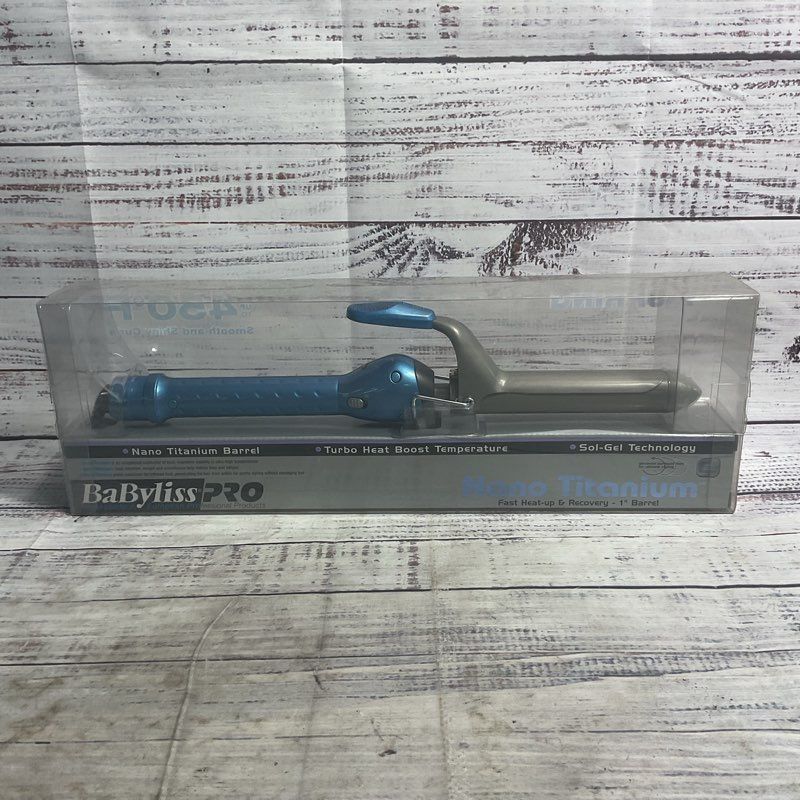 NOB BaBylissPro Nano Titanium 1" Spring Blue Curling Iron