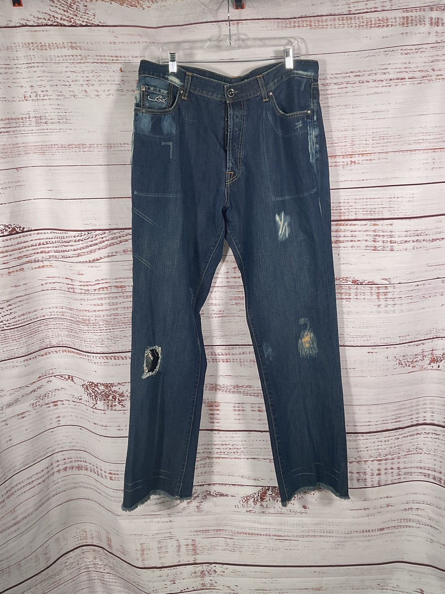 2009 Ed Hardy Kiss of Death Embroidered Blue Jeans - Size 40