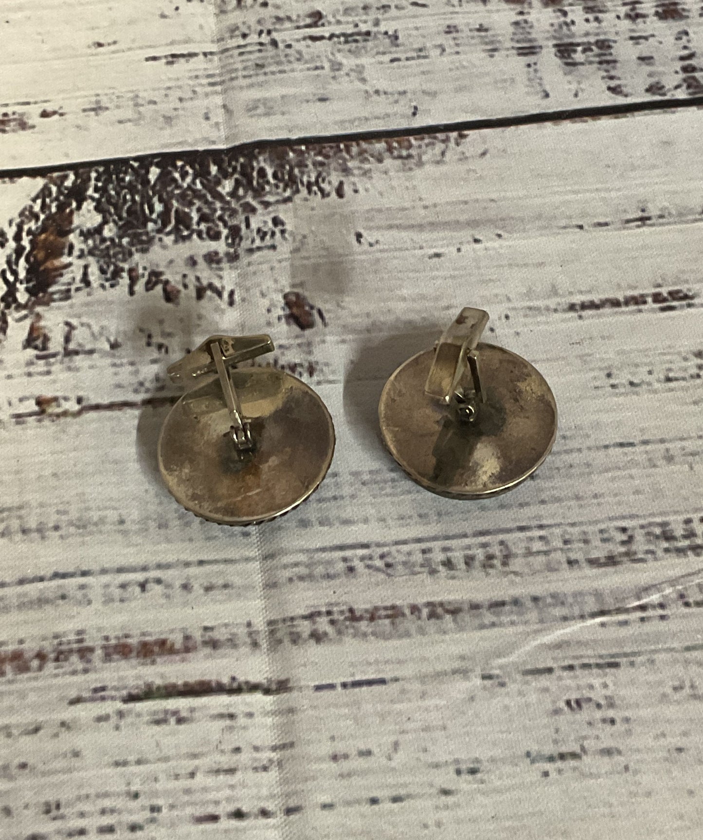 Sterling Silver Vintage Cufflinks with Blue Glass