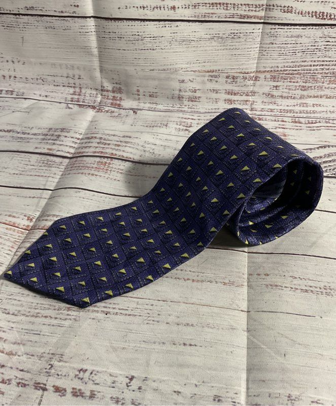 Ermenegildo Zegna Men's Square Geometric Purple Pattern 100% Silk Tie