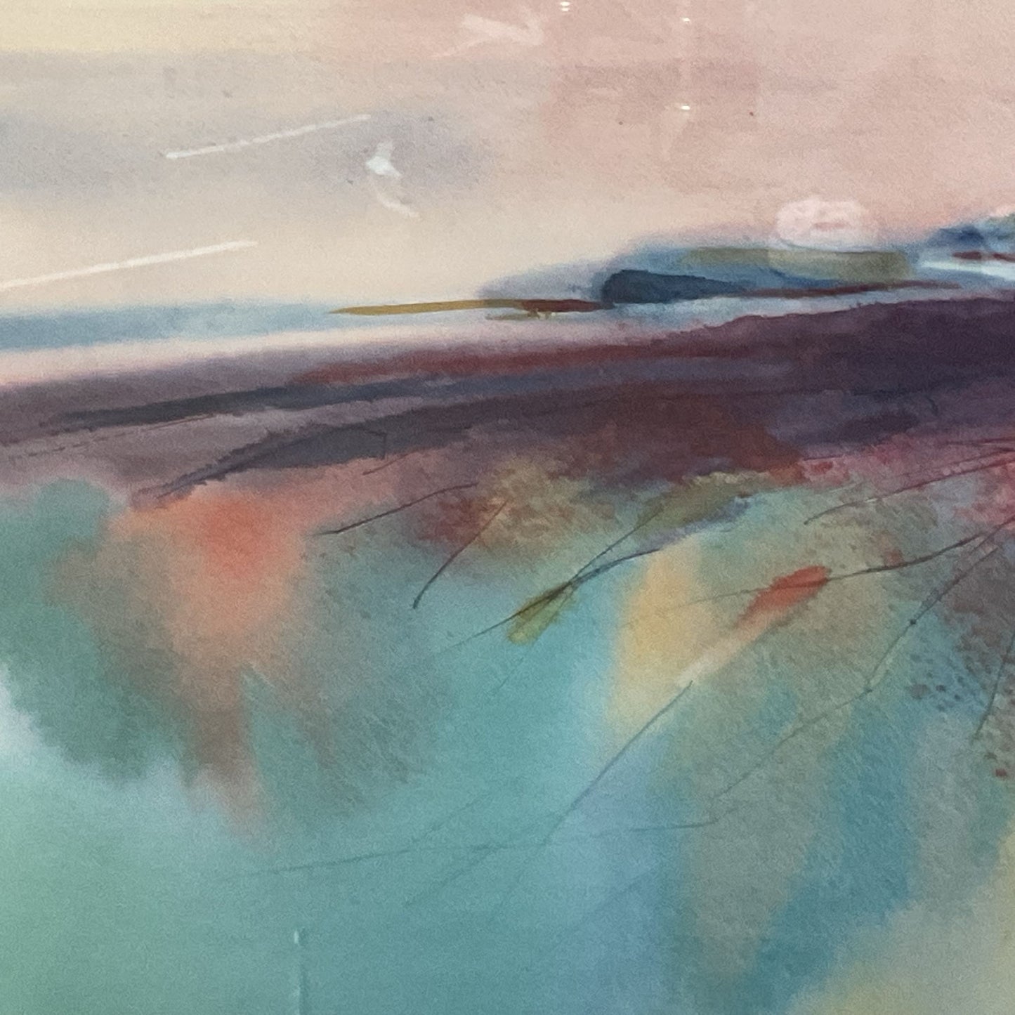 Signed VTG. LAWRENCE C. GOLDSMITH Abstract Watercolor Print- FRAMED 31.5" X 41"