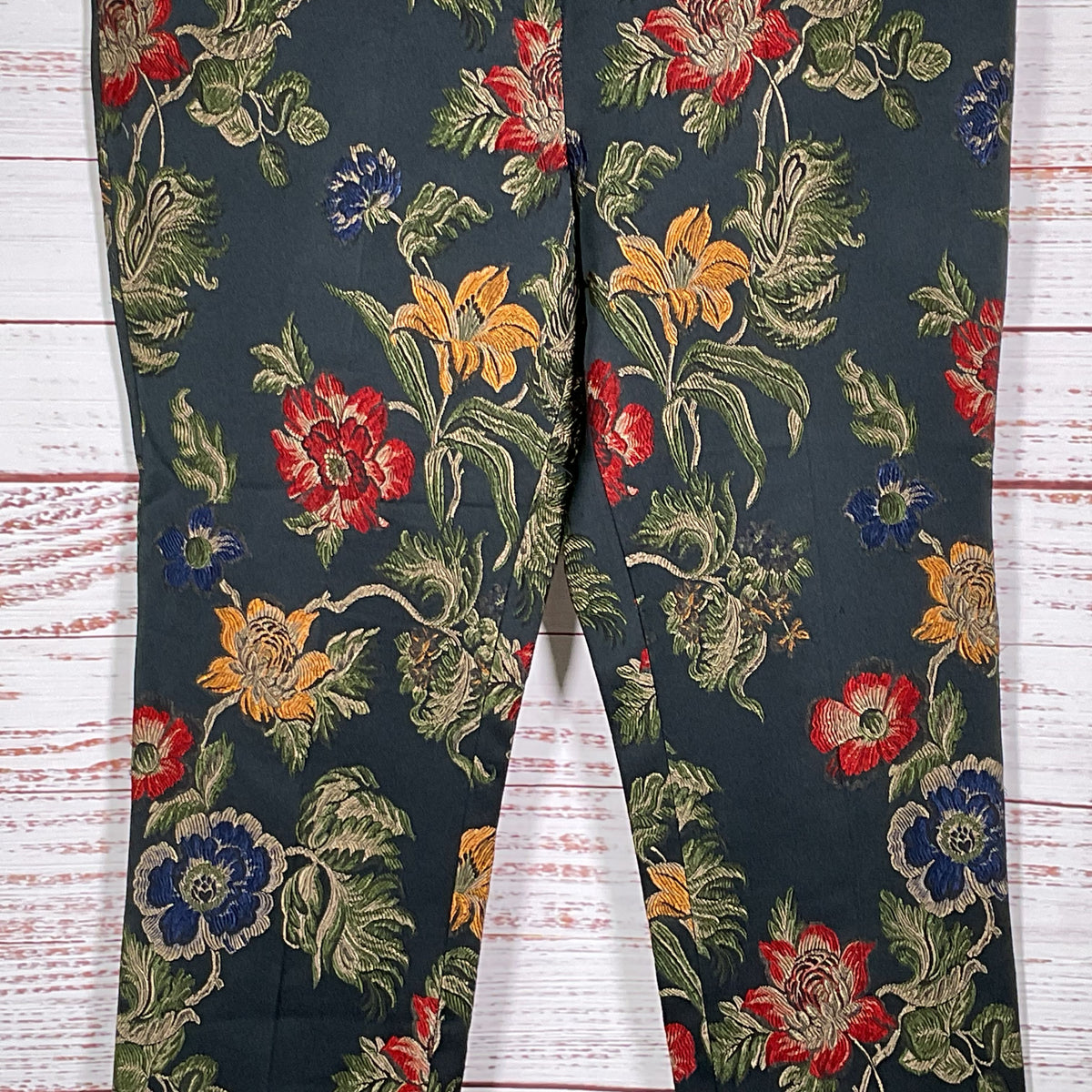 ROSETTA GETTY Women's Black Floral Embroidered Pants- SZ 8