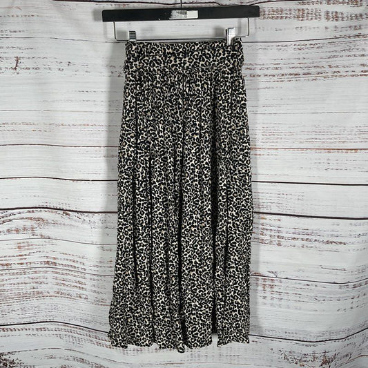 Sezane Elie Leopard Print Belted Flowy Viscose Skirt - Size 34