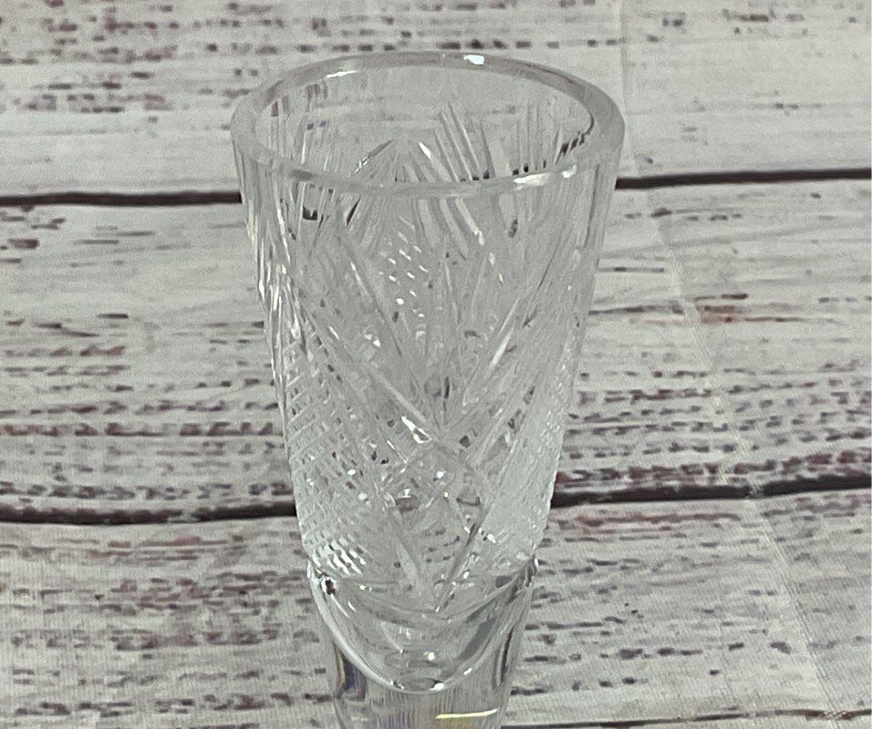 Vintage Cut Crystal 3.5" Set of 4 Sherry Port Shot Glasses Clear