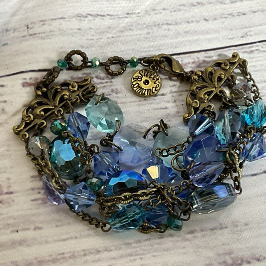 VTG. SWEET ROMANCE 5 Strand Rhinestone Bracelet- 7-9"