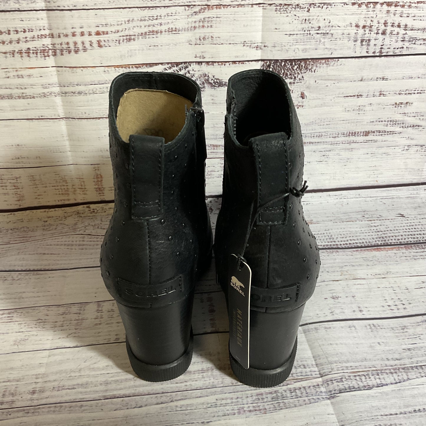 SOREL Joan Uptown Black Wedge Size Zip Women's Bootie Boots- SZ 10.5