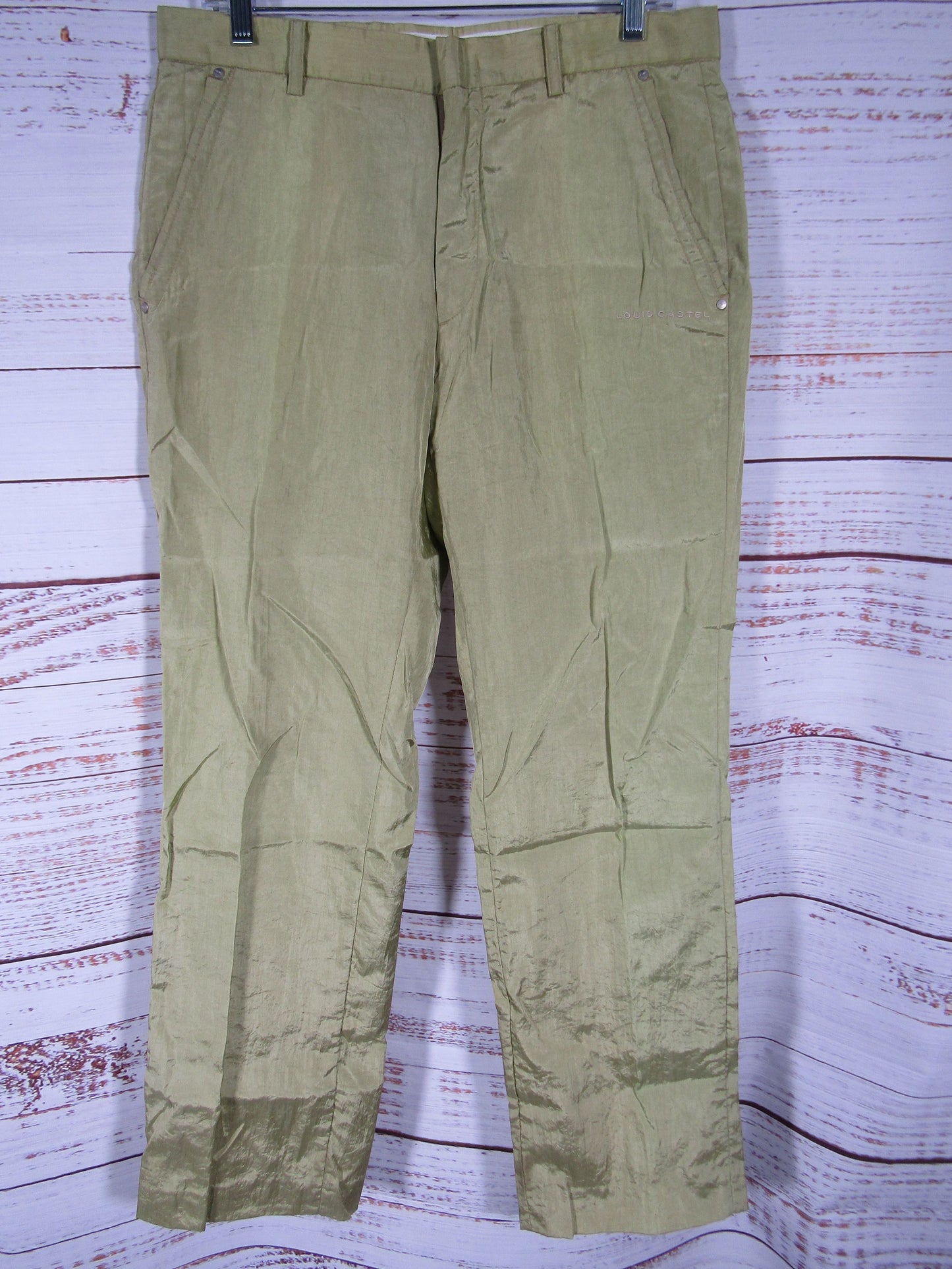 Louis Castel Men's Green Nylon Pants Size 32
