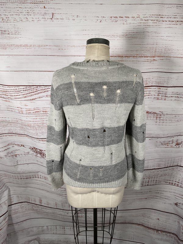 IRO Jeans Women's Stys Distressed Wool Striped Pullover Sweater Size S