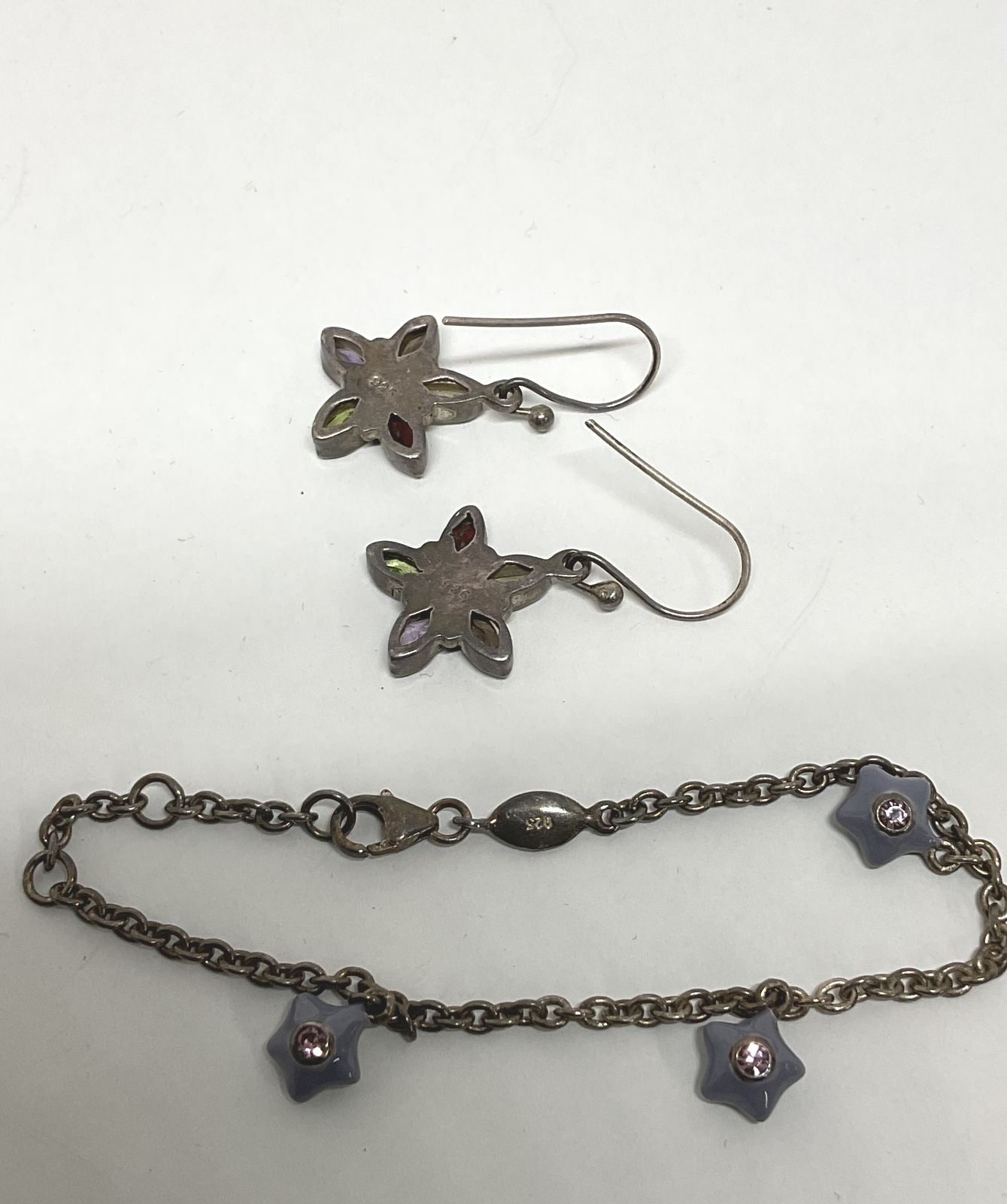 loveivy Sterling Silver Chain Bracelet Stay Charms & Drop Earrings