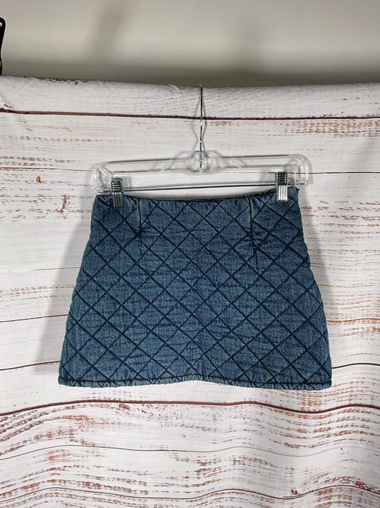 Simon Miller Women's Blue Denim Quilted Short Skirt Size 2