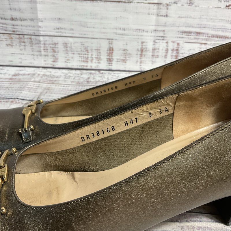 VTG. Salvatore Ferragamo Bronze Leather Horsebit Toe Pump Heel Women 9