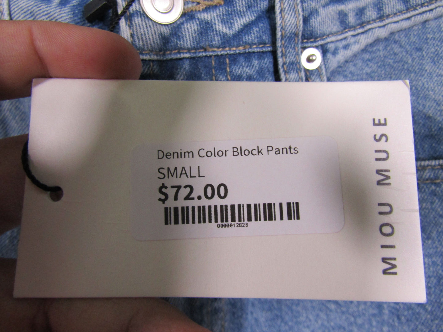 Miou Muse Copenhagen Women's Blue Denim Color Block Wide Leg Jeans Size S