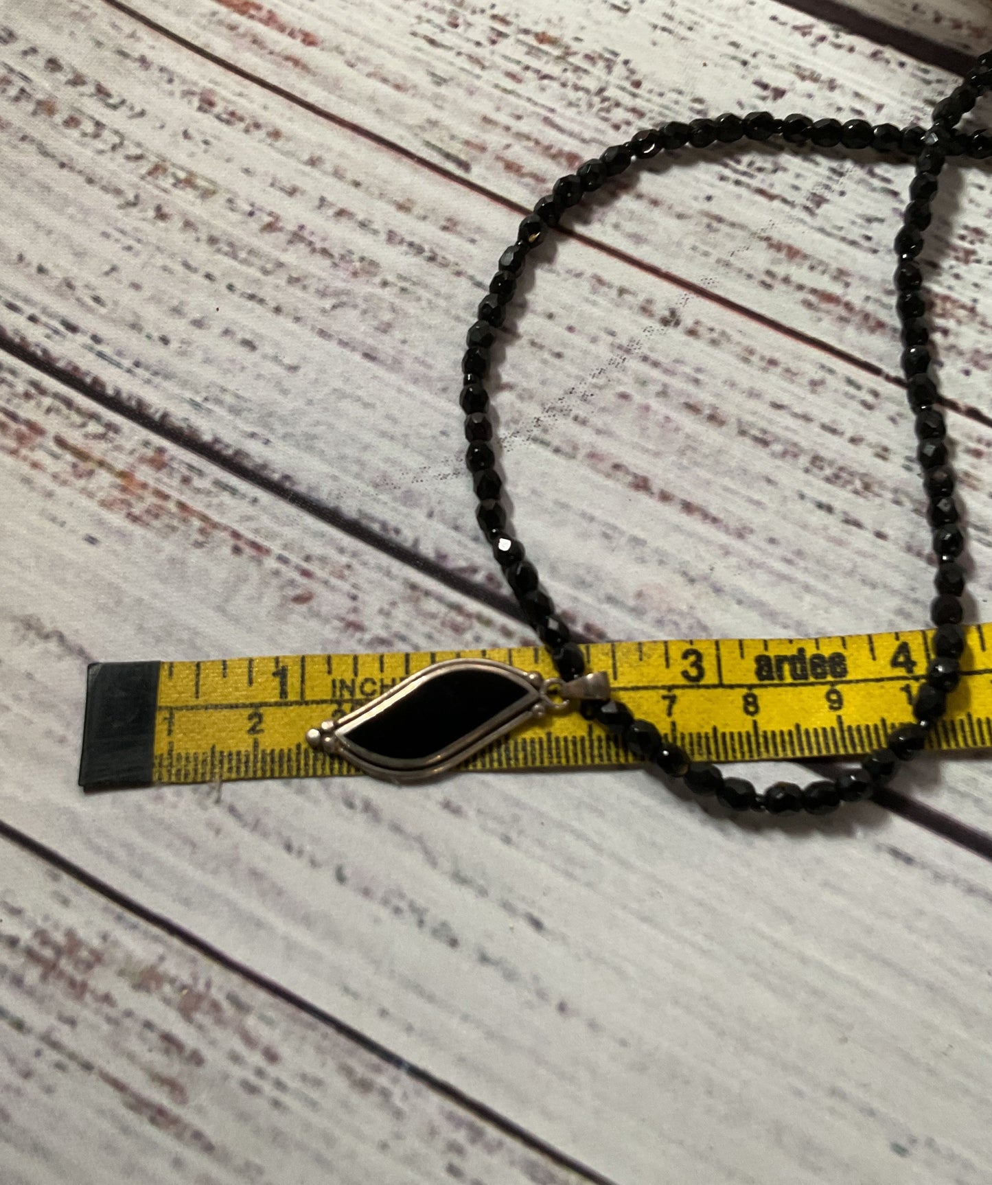 Black Onyx Beaded Sterling Silver Vintage Necklace