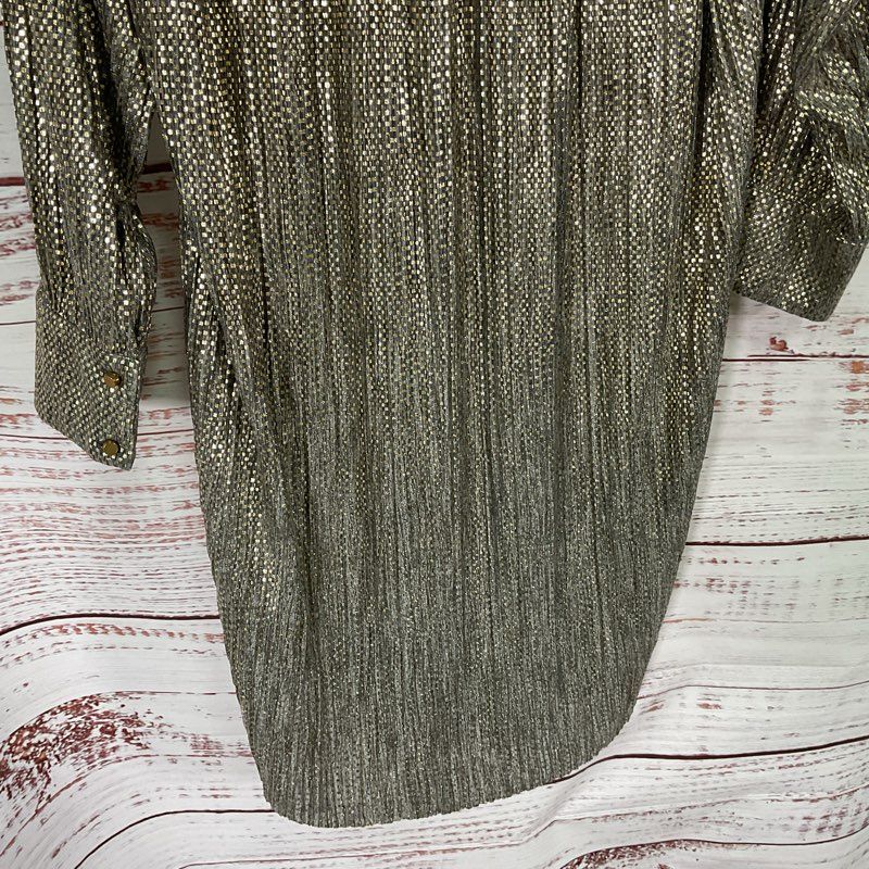 NWT Sabina Musayev Boca Gold Check Neck Tie Long Sleeve Mini Casual Dress Size S
