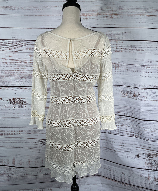 Tracy Reese Flounced Lacy Beaded Shift Dress White S