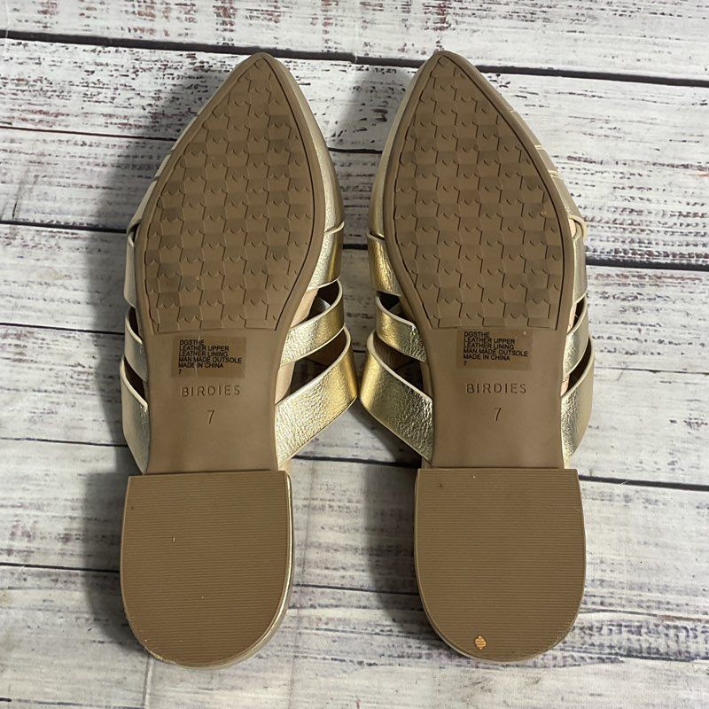Birdies Woven Metallic Gold Mule Slip On Flats Women's Size 7