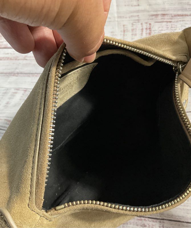 Women's Flattered Leather Suede Beige Shoulder Bag