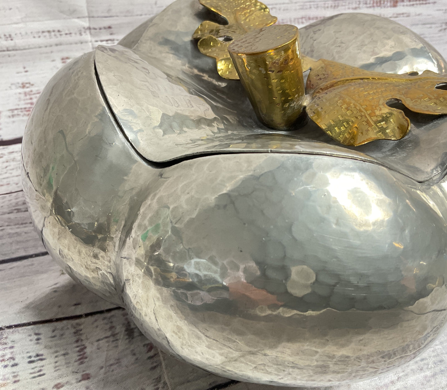 Peltro Vintage Midcentury Modern Pumpkin Ice Bucket Pewter