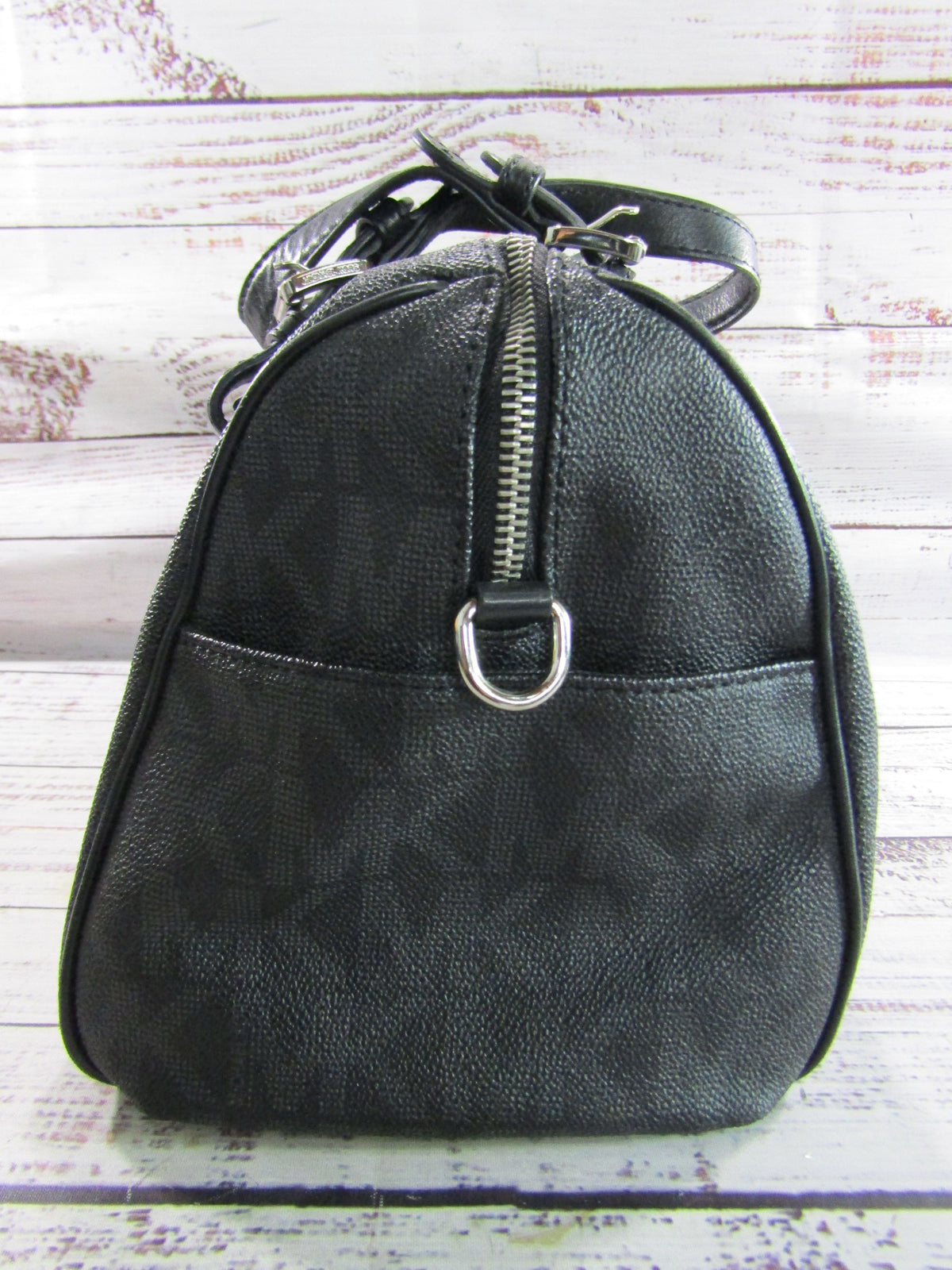 Michael Kors Grayson Women's Black PVC Signature Monogram Satchel Bag