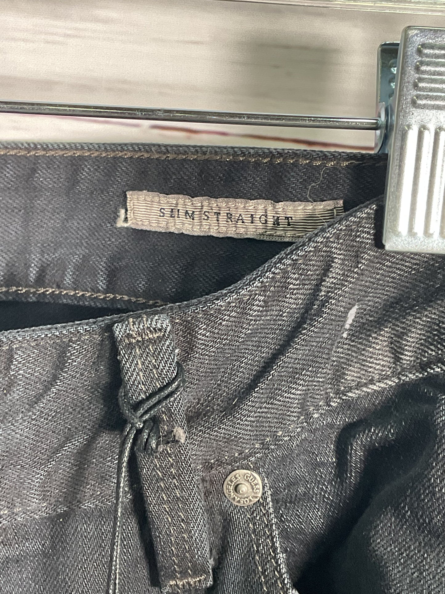 Guess Dark Gray Low Rise Slim Straight Distressed Jeans NWT - Size 36