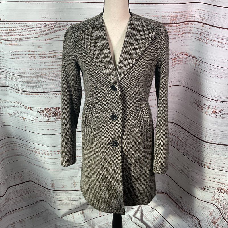 Theory Taidra 100% Wool Gray Tweed 3 Button Coat - Size P