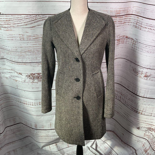 Theory Taidra 100% Wool Gray Tweed 3 Button Coat - Size P
