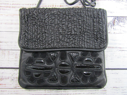 Braccialini Women's Black Leather Crossbody Bag Made in Italy