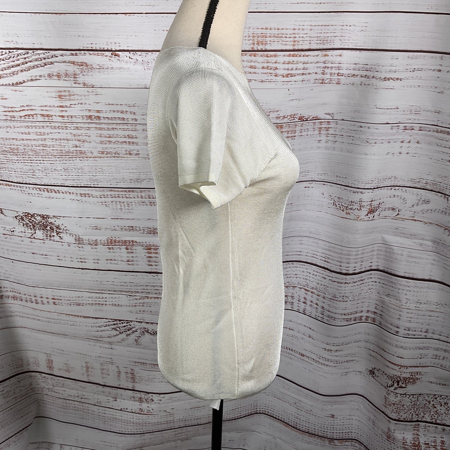 Ellen Tracy Linda Allard White Viscose Knit Shirt Top - Size M