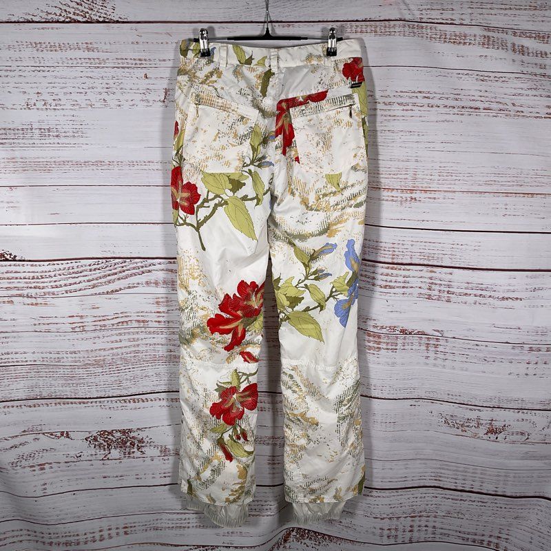 NWT Obermeyer Cortina White Floral Print Lined Snow Pants - Size 8