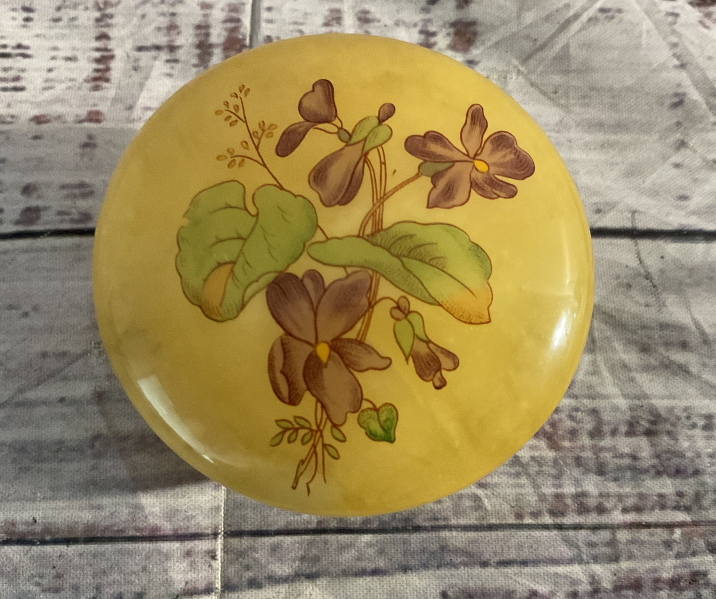 Vintage Italian Genuine Alabaster Floral Trinket Box