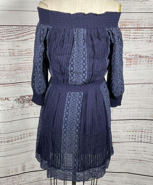 Alive + Olivia Pammy Smocked Eyelet Off Shoulder Dress Indigo 8