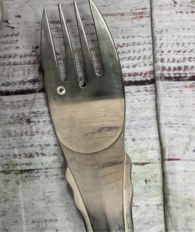 Godinger Figural Fish Form Salad Serving Spoon and Fork Set Silverplate