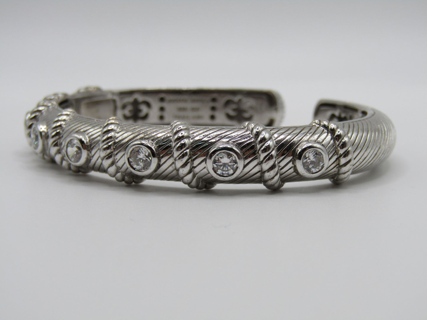 Judith Ripka Sterling Silver Cable Hinge Cuff Bracelet