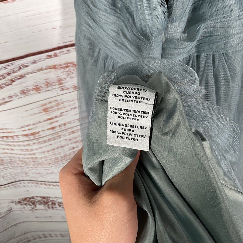Monique Lhuillier Light Blue Shear Mesh Halter Top Ballgown Dress - Size 2