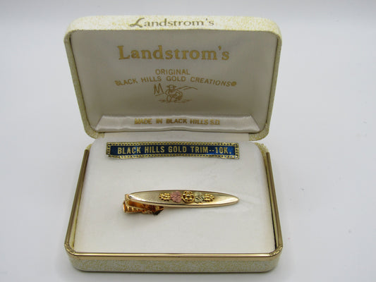Landstrom's Black Hills Gold 10K Yellow Gold Floral Trim Tie Clip