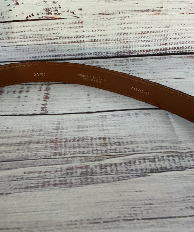 Men's Eelskin Brown Leather Belt Size 34