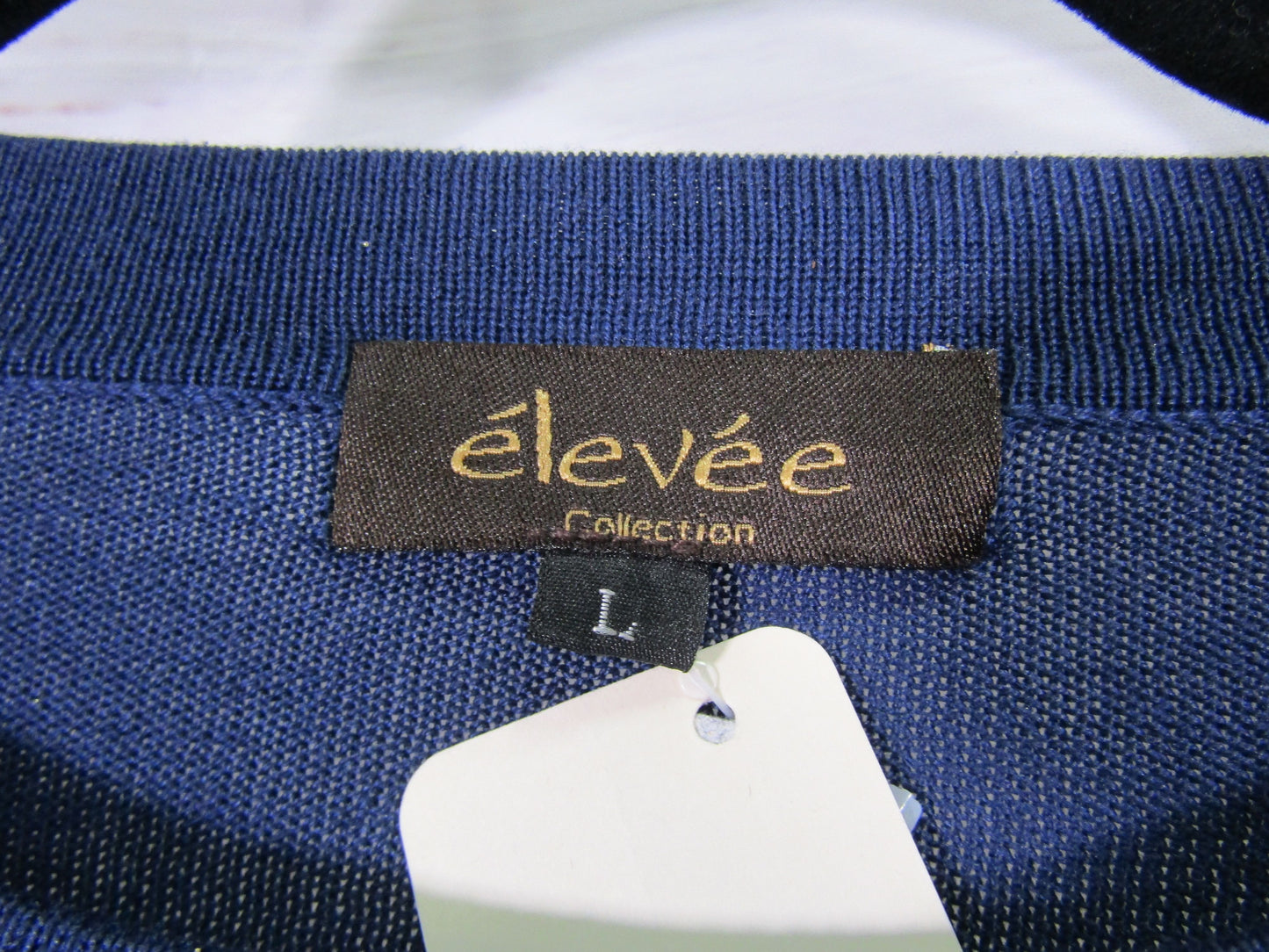 Elevee Men's Navy Blue Silk Blend Short Sleeve T-Shirt Size L