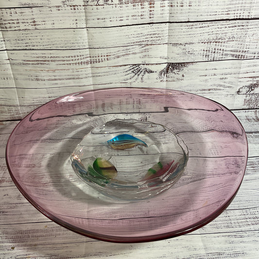 Signed LUCIANO MELLORA??? Art Glass Fish Motif Decor Bowl- 20"
