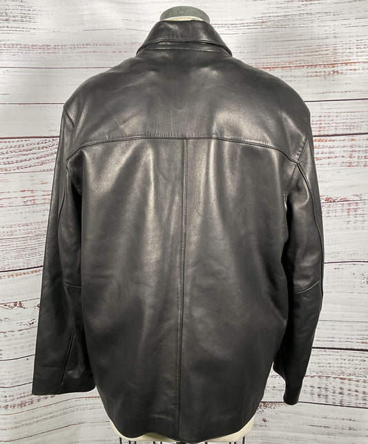 Andrew Marc New York Leather Fleece Lined Jacket Black L