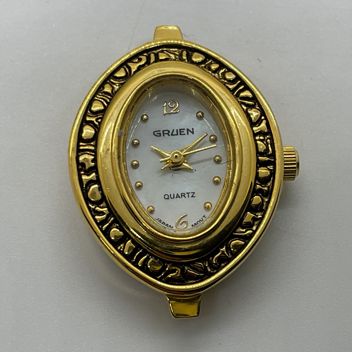GRUEN 8780 Women's Gold Tone Mother of Pearl Face Marcasite Watch- NO BAND