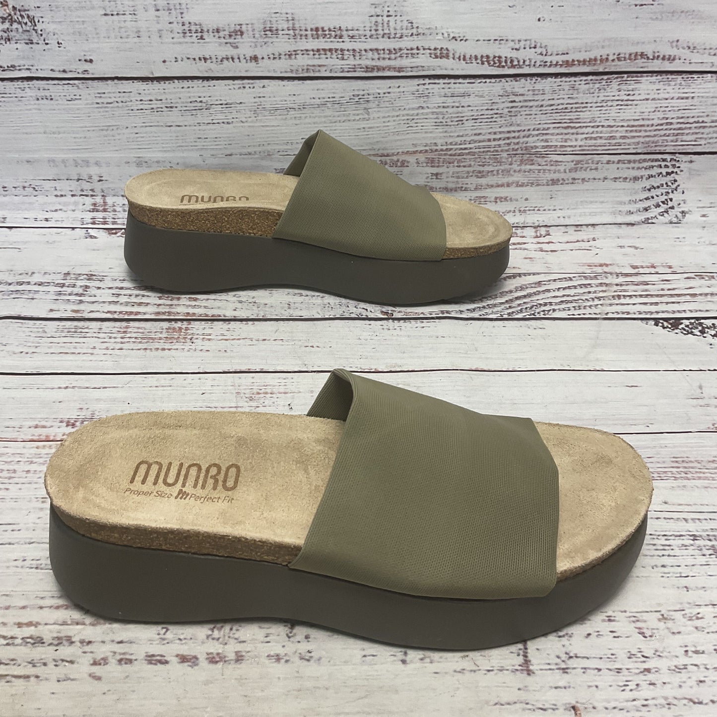 Munro Nalia Green Stretch Fabric Platform Sandal Women Size 7 (AAAA)