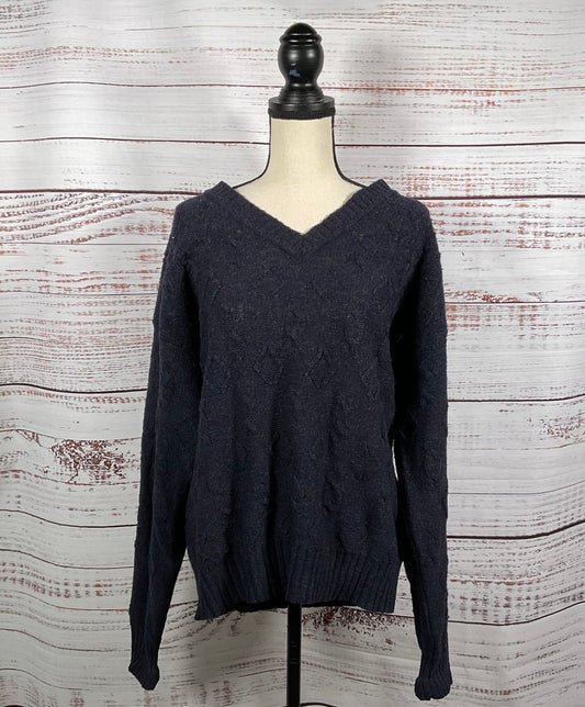 Christian Dior Navy Blue 100% Wool Shetland Sweater - Size Large *See Dscrptn*