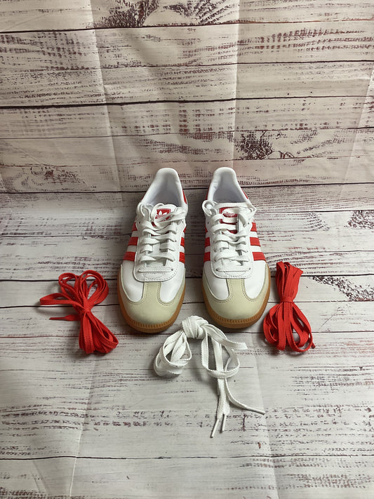 adidas Samba White & Red Sneaker Shoes With Extra Laces Women 9.5