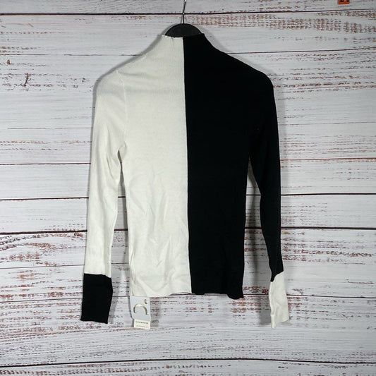 NWT Commense 50/50 Black and White Mockneck Sweater - Size in Desc.