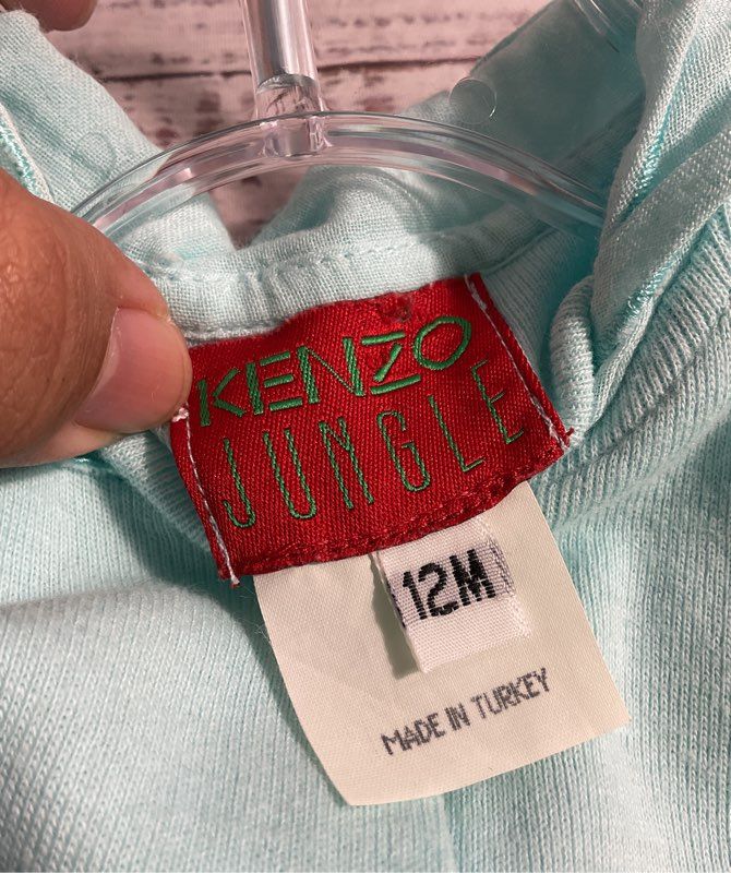 Kenzo Jungle Kid's Button Cotton Blue Floral Embroidered Sweater Size 12M