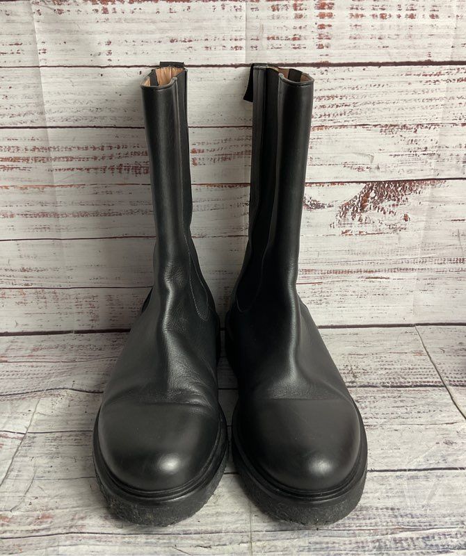 Legres Leather Slip On Calf High Chelsea Boots Black 38