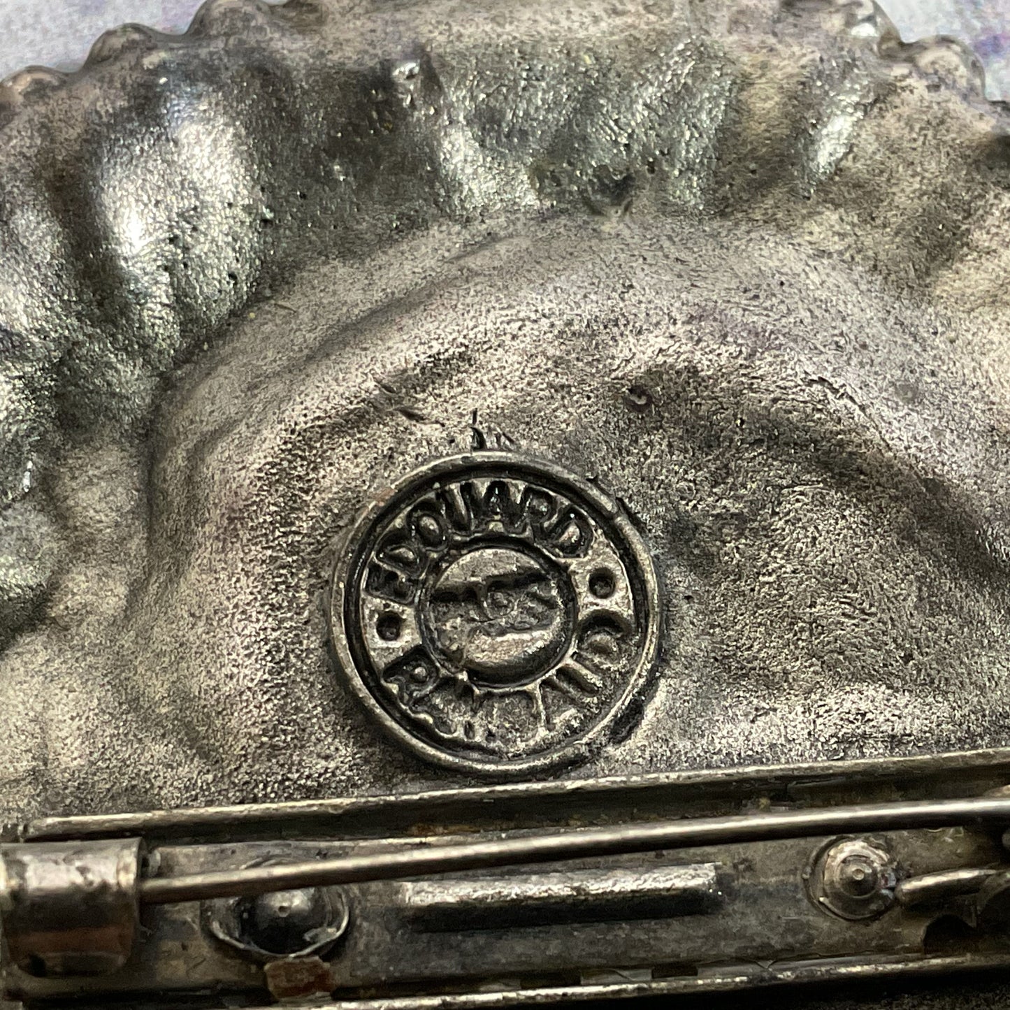 VTG. EDUARD RAMBAUD Paris Modernist Hammered Silver Tone 4" Brooch