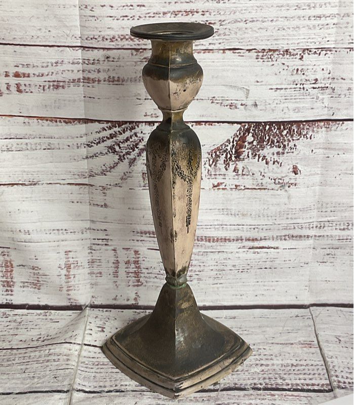 Vintage Engraved 9" Candlestick Sterling Silver
