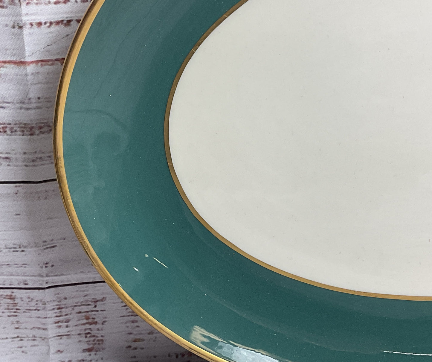 Flintridge China Sylvan Serving Tray Teal Gold Trim